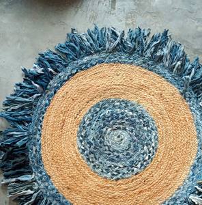 Alfombras y Tapetes Trenzados de Diseño Moderno con Flecos de Yute y Mezclilla Hechos a Máquina - Ecológicos y Aptos para Mascotas para Decoración del Hogar - Product Image 3