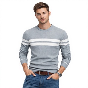 Pull à col rond rayé pour homme – Pull en tricot rayé élégant, parfait pour un usage décontracté, confortable et polyvalent - Product Image 1