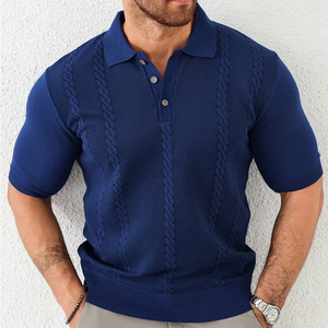 Chemise décontractée pour homme, grande taille, nouvelle collection, tricotée, manches courtes, boutonnée, respirante, séchage rapide, polyester/coton, taille US - Product Image 1