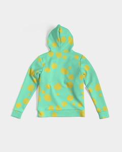 Sweat-shirt à capuche vert menthe à pois pour femme avec logo blanc imprimé sur le devant, coupe classique, vêtement décontracté d'automne - Product Image 3