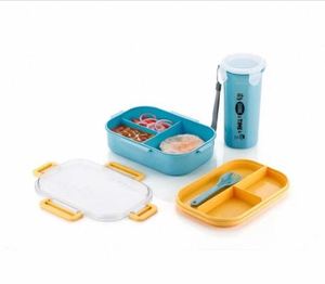 High Quality 2-<b>Container</b> Combo Lunch Box Airtight Leak-Proof <b>Plastic</b> Meal Box Clip Lock Lightweight Large Capacity for Children - Product Image 3