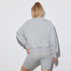 Sudadera de cuello redondo extragrande de algodón rosa grueso personalizada con letras bordadas, ecológica, para invierno, para mujer - Product Image 2