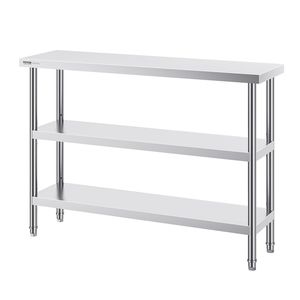14X48X34 pollici tavolo di preparazione alimentare in acciaio inox tavolo da lavoro cucina commerciale 2 regolabile sotto scaffale metallo resistente - Product Image 1