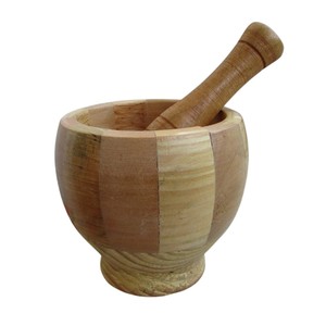 Handcrafted Natural Sheesham Wood Mortar and Pestle Set Kitchen Spice <b>Grinder</b> & <b>Herb</b> Crusher for Garlic Ginger Best Price - Product Image 4