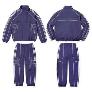 Custom Unisex Windbreaker Set Nylon/<b>Polyester</b> <b>Tracksuit</b> Zip-Up Elastic Waist Thermal Breathable Quick-Dry Reflective Stripes - Product Image 6