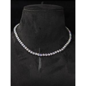 Elegant <b>Iced</b> <b>Out</b> Heart Necklace With VVS Lab Grown Diamonds 925 Sterling Silver Tennis <b>Chain</b> Design Fashion Jewelry By Trisha - Product Image 1