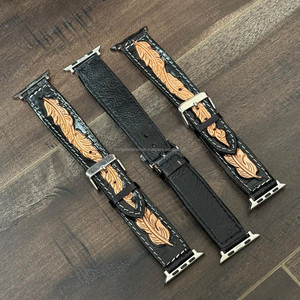 สายนาฬิกาหนังวัวแนววินเทจแบบ2025ดีไซน์ขนนกสายรัดข้อมือสำหรับผู้ชายและผู้หญิง - Product Image 6