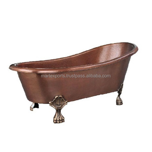 Bañera Ovalada Profunda de Cobre Martillado, Diseño Moderno, Acabado Artesanal, Independiente, para Hotel, Baños Elegantes Estilo Spa, Constante - Product Image 2