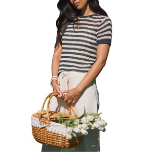 Women's Short Sleeve <b>Pullover</b> <b>Sweater</b> Fashion Knitted Ladies' Round Neck Knitwear for Winter Casual Style Girl's Clothing - Product Image 6