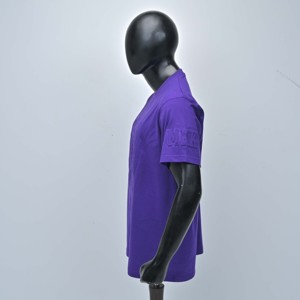 <b>Purple</b> Men Embossed Logo Short Sleeve O-Neck <b>T</b>-<b>Shirt</b> Regular Fit Casual Short Sleeve Jersey Cotton Heavyweight Fashion <b>T</b>-<b>shirts</b> - Product Image 6
