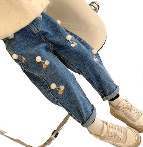 Pantalon long décontracté en jean à trous pour filles, grande taille, imprimé floral et dessin animé, style graffiti, printemps-automne - Product Image 5