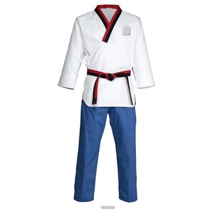 Adult Taekwondo Gi High Quality Polyester/Cotton <b>Blend</b> Smooth Texture Reinforced Seams Comfortable Jiu Jitsu Kimono Front - Product Image 1
