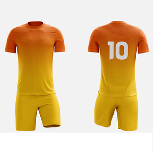 ชุดเสื้อและกางเกงฟุตบอลแบบสั่งทำพิเศษ ดีไซน์สวย พิมพ์ลายแบบซับลิเมชั่น น้ำหนักเบา ผลิตจากโพลีเอสเตอร์ 100% ป้องกันแบคทีเรีย แห้งเร็ว - Product Image 1