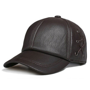 Chapeaux en cuir pour hommes, respirants, doux, style baseball, décontractés, haute qualité, pour sports de plein air, mode, logo personnalisé, fournisseur OEM en gros - Product Image 1