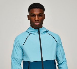Chaqueta Cortavientos Deportiva para Hombre, con Capucha y Bloques de Color, Cuello Alto, Secado Rápido, Transpirable e Impermeable, para Deportes al Aire Libre - Product Image 2