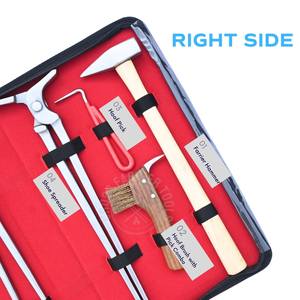 Kit d'outils de fermeur en valise avec pince à clous, dégarnisseur de sabots, extracteur de clous, marteau de fermeur, brosse de nettoyage et crochet de ramassage - Product Image 3