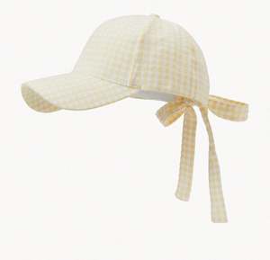 Casquette de baseball à carreaux style coréen et japonais mignon avec nœud et sangle pour femme, fille, décontractée, pour le sport, collection printemps-été - Product Image 1