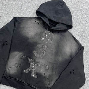 Sudadera con Capucha de Forro Polar Grueso 2026 para Hombre, Estilo Lavado Ácido con Pedrería, Ajuste Oversize - Product Image 3