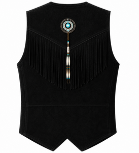 Chaleco de Cuero de Gamuza de Alta Calidad para Hombre, Estilo Vaquero Occidental, Última Tendencia, con Flecos y Detalles de Cuentas |   Fabricante OEM Personalizado - Product Image 2