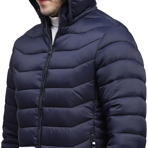 GENERSA SPORTS OEM Men's Plus Size Hooded Puffer <b>Jacket</b> Waterproof 100% Nylon Knitted Winter Casual Zipper <b>Fleece</b> <b>Lining</b> 160g - Product Image 5
