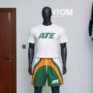 Custom High Quality <b>Knitted</b> Breathable Mens Solid Printed Summer Casual Wear Short Sleeve 2-piece T-shirt and Shorts <b>Set</b> - Product Image 2