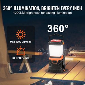 Linterna LED para Camping Todo en Uno de 1000LM, Iluminación de 360 Grados, 4 Modos de Iluminación, Linterna Robusta con Batería para Exteriores - Product Image 3