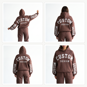 Ensemble de survêtement oversize personnalisé pour femme avec logo, taille XS, en molleton épais anti-boulochage, comprenant un sweat à capuche et un pantalon de survêtement, style streetwear 2 - Product Image 1
