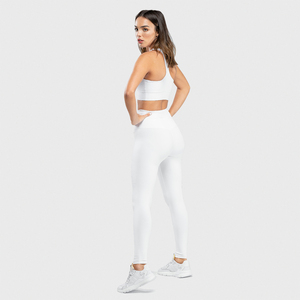 Seamless <b>White</b> Yoga <b>Set</b> High Waist Leggings Crop Top 2 Piece Workout <b>Gym</b> Fitness Women's Activewear - Product Image 2