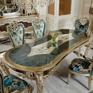 Ensemble de table à manger en bois d'acajou sculpté de qualité supérieure, style antique européen, respectueux de l'environnement, design de villa de style palais français, sur mesure - Product Image 3
