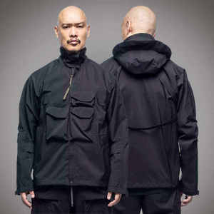 Veste technique de haute qualité pour homme, streetwear tactique, coupe-vent imperméable, style cyberpunk, cargo multi-poches, manteau utilitaire à capuche - Product Image 1