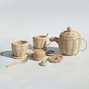 Juego de té de mimbre tejido a mano, juguete educativo para niños, precio económico, juguetes al por mayor para jardín de infantes - Product Image 3