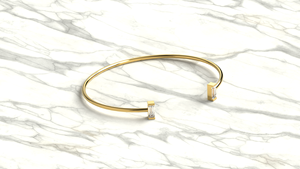 Bracelet jonc ouvert en or 18 carats avec diamants taille baguette, bracelet torsadé minimaliste empilable pour femme, idéal au quotidien - Product Image 3