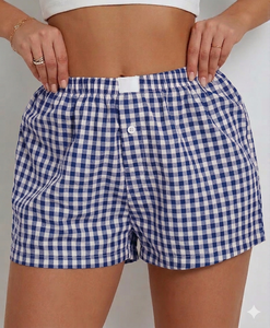 Shorts de bain pour femmes, rouge et blanc, taille haute, fermeture élastique, coupe sportive, séchage rapide, respirant, tissu Oxford en coton - Product Image 6