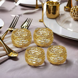 Porte-serviette de luxe doré 1 pièce ronds de serviette en métal avec design élégant en fil d'or - Product Image 1