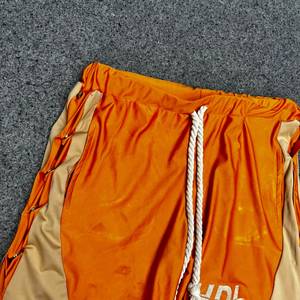 <b>Men's</b> <b>Orange</b> Board <b>Shorts</b> Quick Dry Drawstring Sporty <b>Short</b> Pants Front Logo Print Solid Color Mid Waist - Product Image 2