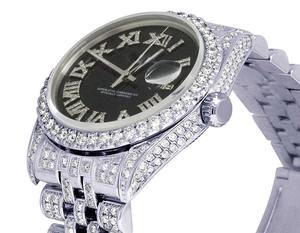 Reloj de Lujo para Hombre, Estilo Hip Hop, Chapado en Plata de Ley 925, Completamente Adornado con Diamantes Moissanite, Movimiento de Cuarzo, Esfera de Cristal, para Uso Profesional - Product Image 3