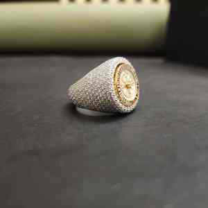 Anillo de Moissanita Roulette Unisex, Plata 925 y Chapado en Oro, con Microincrustaciones, Joyería para Fiestas - Product Image 4