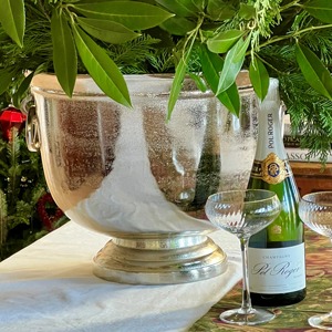 Luxury Distressed <b>Silver</b> Beverage Tub Tabletop Champagne Basin For Parties Vintage Style Metallic <b>Silver</b> Footed <b>Ice</b> <b>Bucket</b> - Product Image 4