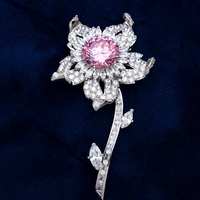 Bros Pin Bunga Mewah Elegan Perak 925 Moissanite Berlian Multi Bentuk Perhiasan untuk Wanita Pakaian Pesta Hadiah Aksesori Pakaian