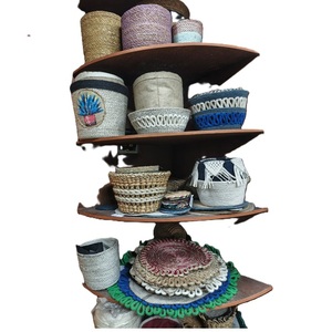 Panier artisanal 100% naturel en jonc de mer et fil de jute, fait main par des femmes, taille ronde, fournisseur du Bangladesh. - Product Image 6