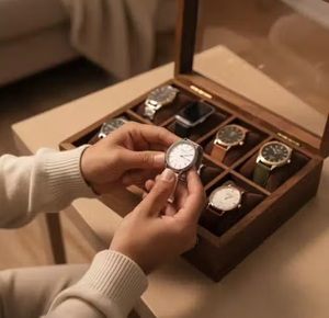 Wooden Decorative Watch & Jewelry Organizer 10-Slot Watch Holder <b>Storage</b> <b>Box</b> - Product Image 1