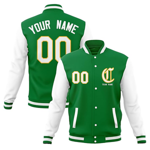 Chaqueta Universitaria Personalizada Unisex, Amarilla y Naranja, Estilo Letterman, Resistente al Viento, Antibacteriana, de Poliéster/Algodón, con Cierre Frontal y Bloques de Color - Product Image 1
