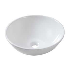 Lavabo da Appoggio Artistico in Ceramica Bianca Senza Rubinetto e Scarico - Product Image 1