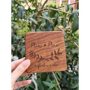 Custom Logo Wood Coaster Set with Holder Laser Engraved Square Wooden Drinks Coasters Eco Friendly Tableware <b>Cup</b> <b>Mat</b> Beer <b>Mat</b> - Product Image 6