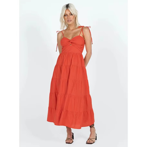 Robe longue décontractée d'été pour femme, best-seller, à dos ouvert avec nœud, coupe ample, idéale pour la plage - Product Image 1