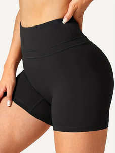 Pantalones de Yoga de Cintura Alta para Mujer, Talla XS, Resistentes a las Arrugas, con Efecto Levanta Glúteos, Cintura Elástica, Shorts Deportivos Sólidos, Material Spandex/Nylon - Product Image 4