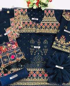 Colección de verano 2022 indio pakistaní último trabajo manual Organza bordada pesada Salwar Kameez Venta caliente ocasiones especiales - Product Image 5