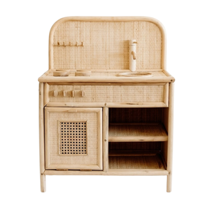 Ensemble de cuisine de jeu pour enfants, écologique, en rotin et bois, vente en gros, prix compétitifs du Vietnam - Product Image 2