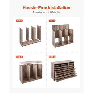 Organizzatore per Documenti in Truciolato a 27 Scomparti con Ripiani Rimovibili, Classificatore Postale per Casa o Ufficio - Product Image 6