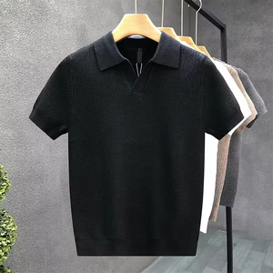 Custom Men's Summer Short Sleeve Knit <b>T</b> <b>Shirt</b> With Scissors <b>Collar</b> Cool Anti-wrinkle Anti-pilling <b>T</b>-<b>shirt</b> - Product Image 1